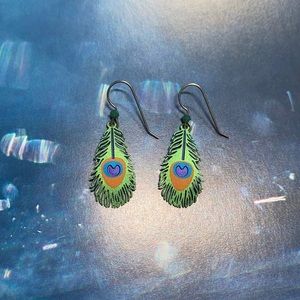 Peacock feather earrings